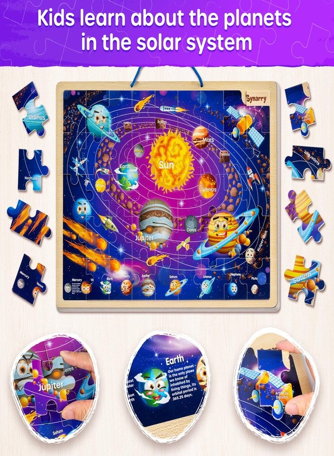 SYNARRY Large USA World Solar System Wooden Magnetic Puzzles for Kids Ages 4-6, Wood Puzzles Educational Games Toys Gifts for Toddlers, United States World Planet Space Map for Boys Girls Ages 3-5 4-8 - Image 4